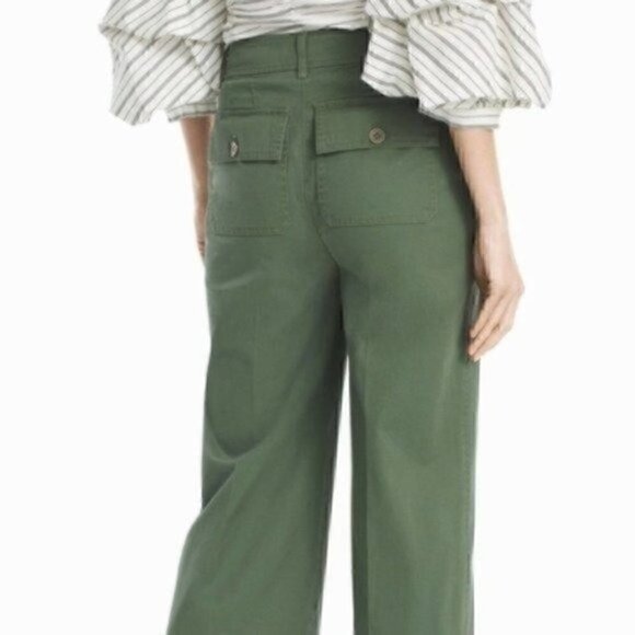 NWT WHBM WIDE LEG CROP PANTS GREEN - Picture 4 of 10